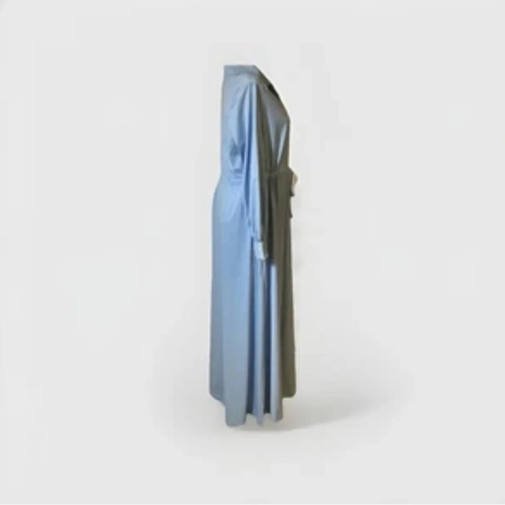 VTG VANITY FAIR LONG Sleeve Night~Dressing Gown Robe Blue SZ S Zipper~Draw Belt - Picture 2 of 6